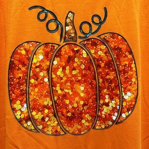 Fall Pumpkin Print Short Sleeve Crew Neck Women/Men Soft, Breathable T-Shirt